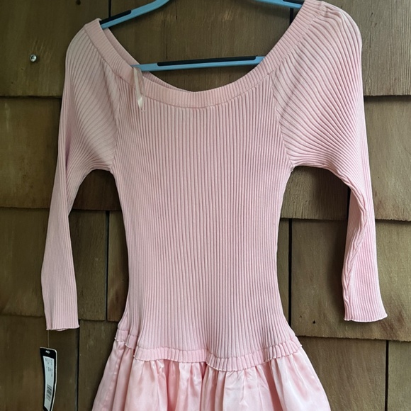 Bebe Off The Shoulder Ribbed Top Tiered Skirt Rose Dress Size L - Picture 11 of 12
